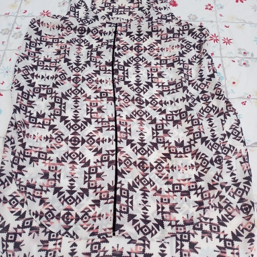 Lush Tank Top Multicolored Geometric Print Women's Size Small Up-Down Aztec Anth